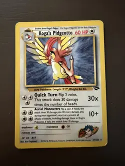 Koga's Pidgeotto 27/132 Non Holo Rare Gym Challenge Pokemon Card MP - Image 1