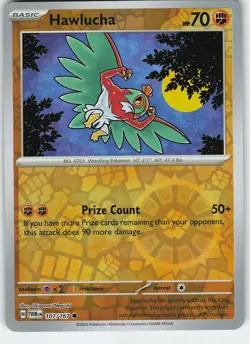 Hawlucha 107/167 Common Reverse Holo SV06: Twilight Masquerade NM Pokemon - Image 1