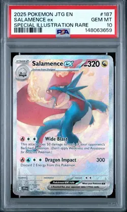 2025 POKEMON JTG EN-JOURNEY TOGETHER #187 SALAMENCE EX PSA 10 - Image 1