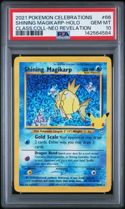Pokemon Shining Magikarp 66/64 Celebrations: Classic Collection Holo PSA 10 - Image 1