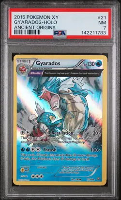 2015 POKEMON XY ANCIENT ORIGINS #21 GYARADOS-HOLO PSA 7 - Image 1