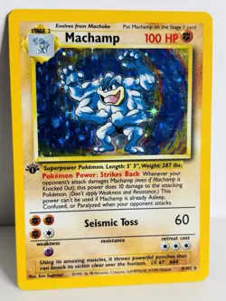 Machamp Holo Rare Pokemon Card - WOTC Base Set 8/102 UPC 5 - Image 1