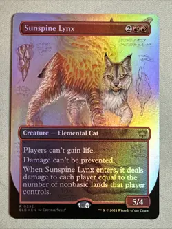 MTG / Sunspine Lynx / BLB / #292 / FOIL (Borderless) / Rare / NM - Image 1