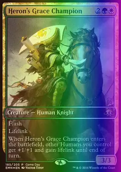 MTG Heron's Grace Champion (185/79) Eldritch Moon Promos LP FOIL - Image 1