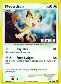Pokemon TCG Legends Awakened Meowth 106/146 Reverse Holo Stamped MP - Image 1