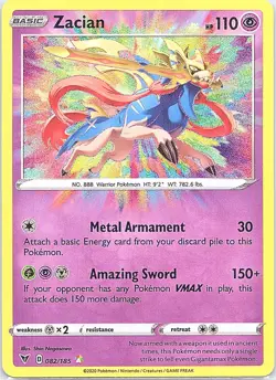 Zacian Amazing Rare SWSH04: Vivid Voltage 082/185 NM Japanese pokemon - Image 1