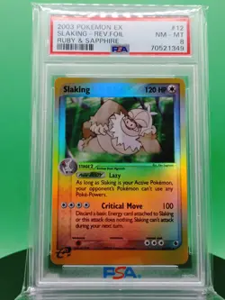 PSA 8 Slaking 12/109 EX Ruby & Sapphire Reverse Holo Rare 2003 English Pokemon - Image 1