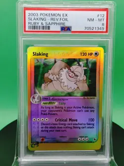 PSA 8 Slaking 12/109 EX Ruby & Sapphire Reverse Holo Rare 2003 English Pokemon - Image 2