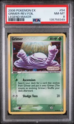 PSA 8 - Grimer 54/92 Legend Maker Reverse Holo Pokemon - Image 1