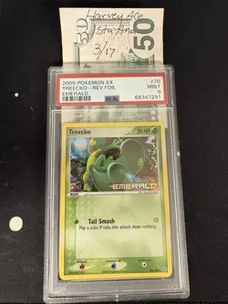 2005 POKEMON EX EMERALD #70 TREECKO-REVERSE FOIL PSA 9 - Image 1