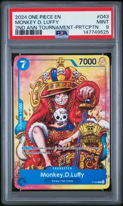 2024 ONE PIECE PROMOS 2ND ANV TOURNAMENT-PARTICIPATION MONKEY D. LUFFY PSA 9 - Image 1