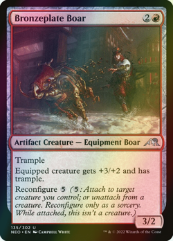 MTG Bronzeplate Boar Foil ** Kamigawa: Neon Dynasty ** English (NM) - Image 1