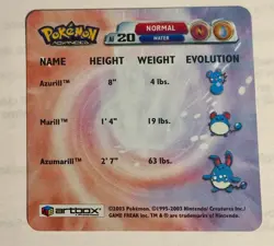 Pokemon 3D Lenticular Card Azurill Marill Azumarill 2003 Artbox - Image 3