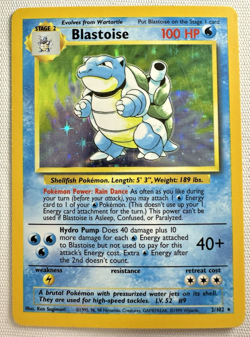 Blastoise 2/102 Base Set Holo Pokemon Card LP - Image 1