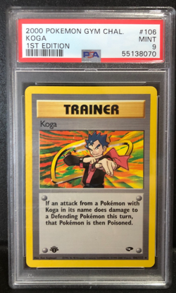 PSA 9 MINT Koga 106/132 RARE 1st Edition Gym Challenge Pokemon Card Non Holo - Image 1