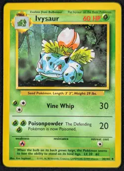 Ivysaur 1999 Vintage WotC Regular Unlimited Pokemon Card 30/102 (NM) - Image 1