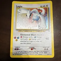 Vintage Pokemon Lugia Neo Genesis 9/111 Holo Rare 90 HP Basic Card 2000 - Image 1