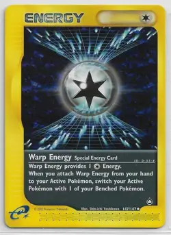 POKEMON-e Aquapolis NM 2002 UNC NON-holo Special #147/147 WARP ENERGY card #D-55 - Image 1
