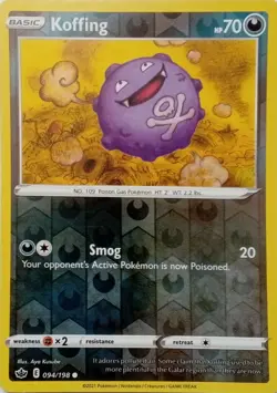 094/198 KOFFING REVERSE HOLO CHILLING REIGN POKEMON CARD - Image 1