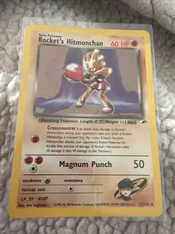 Pokemon Rocket's Hitmonchan Holo Rare Gym Heroes 011/132 60 HP - Creased. - Image 1