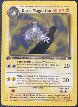 Dark Magneton 28/82 Team Rocket Regular *DAMAGED* Pokemon Card - Image 1