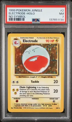 1999 POKEMON JUNGLE NO SYMBOL #2 ELECTRODE-HOLO PSA 7 - Image 1