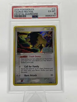2006 Pokemon EX Crystal Guardians Tauros Reverse Foil #12/100 PSA 6 EX-MT - Image 1