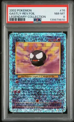 2002 POKEMON LEGENDARY COLLECTION #76 GASTLY-REVERSE FOIL PSA 8 - Image 1