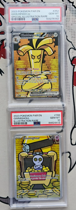 Pokemon TCG S&V Gholdengo Ex PSA 10 & Ghimighoul PSA 10 - Image 1