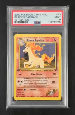 Gym Challenge BLAINES RAPIDASH 1st Edition #33 PSA 9 MINT 2000 Pokemon Ship FAST - Image 1