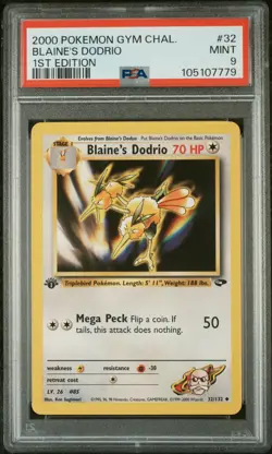 2000 POKEMON GYM CHALLENGE 32 BLAINE'S DODRIO 1ST EDITION - PSA MINT 9 - Image 1