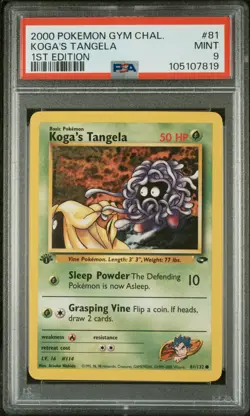 2000 POKEMON GYM CHALLENGE 81 KOGA'S TANGELA 1ST EDITION - PSA MINT 9 - Image 1