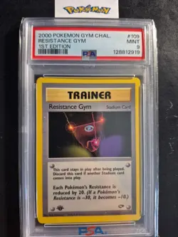 First Edition 2000 Pokemon Gym Challenge 109/132 Resistance Gym PSA Mint 9 - Image 1