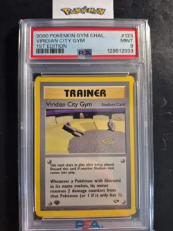 First Edition 2000 Pokemon Gym Challenge 123/132 Viridian City Gym PSA Mint 9 - Image 1