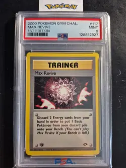 First Edition 2000 Pokemon Gym Challenge 117/132 Max Revive PSA Mint 9 - Image 1