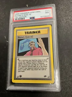 2000 Pokemon 1st Edition Blaine’s Quiz #2 Trainer - Gym Challenge 111/132 PSA 9 - Image 2