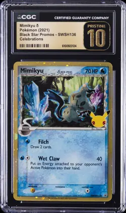 2021 POKEMON BLACK STAR PROMOS CELEBRATIONS #SWSH136 MIMIKYU CGC 10 PERFECT - Image 1