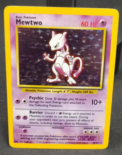 1999 Pokemon Mewtwo 10/102 Base Set Holo Rare WOTC MP Vintage - Image 1