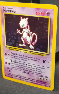 1999 Pokemon Mewtwo 10/102 Base Set Holo Rare WOTC MP Vintage - Image 3