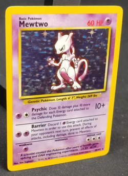 1999 Pokemon Mewtwo 10/102 Base Set Holo Rare WOTC MP Vintage - Image 4
