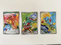Pokemon First Partner Illustration Bulbasaur Charmander Squirtle Kanto Gen 1 Set - Image 1
