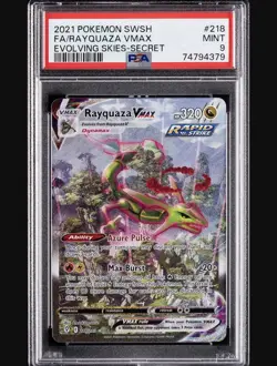 Pokemon Evolving Skies Rayquaza VMAX 218/203 Secret Rare Alt Art PSA 9 - Image 1