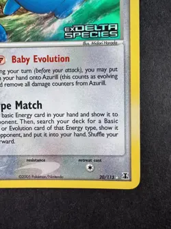 2005 Pokemon Azurill Reverse Holo Ex Delta Species Stamped 20/113 - Image 5