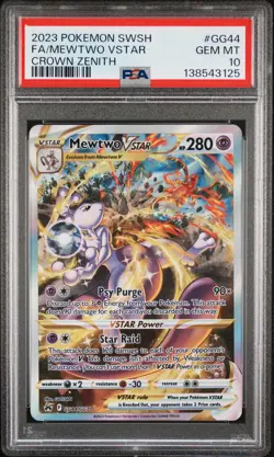 2023 Pokemon Crown Zenith #GG44 Mewtwo Vstar PSA 10 - Image 1