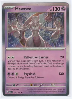 MEWTWO 150/165 Pokemon TCG Rare 151 Holo NM - Image 1