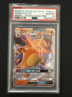 2019 POKEMON SM BLACK STAR PROMO HIDDEN FATES TINS #SM211 CHARIZARD GX PSA 10 - Image 1