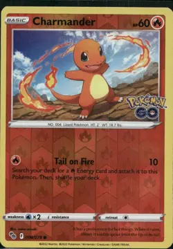 Charmander 008/078 Common Pokemon GO Pokemon Reverse Holo Near Mint - Image 1