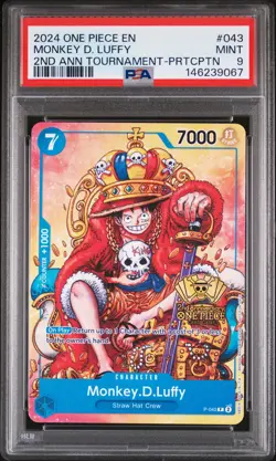 2024 ONE PIECE PROMOS 2ND ANV TOURNAMENT-PARTICIPATION MONKEY D. LUFFY PSA 9 - Image 1