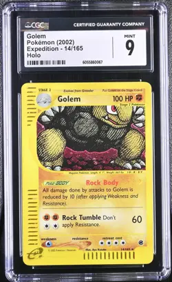 CGC 9 MINT Golem 2002 Expedition 14/165 Holo Pokemon Card psa - Image 1