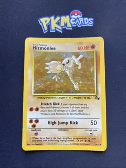Pokemon TCG Card Hitmonlee Fossil 7/62 Holo Rare MP. - Image 1